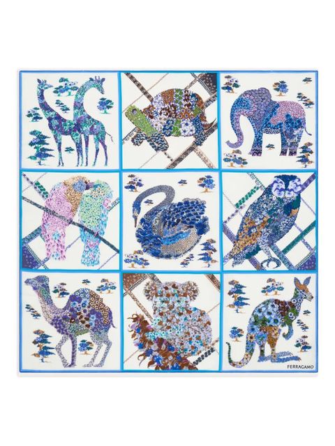 Ferragamo animal-print silk scarf - Blue - zdjęcie produktu nr 2