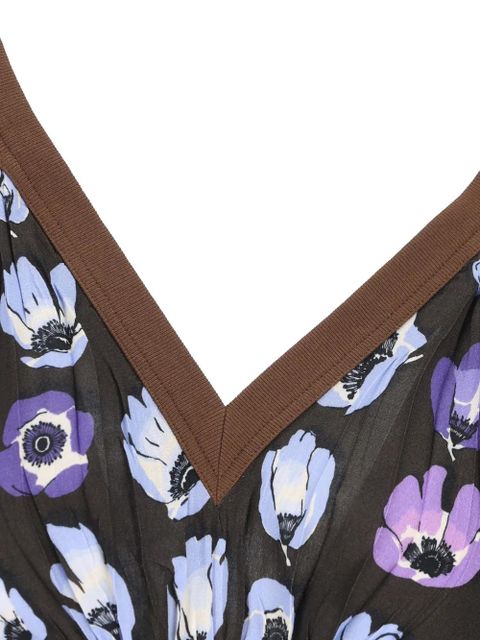 Prada V-neck floral-print dress - Black