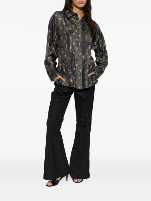 GANNI floral-print silk shirt - Grey - zdjęcie produktu nr 2