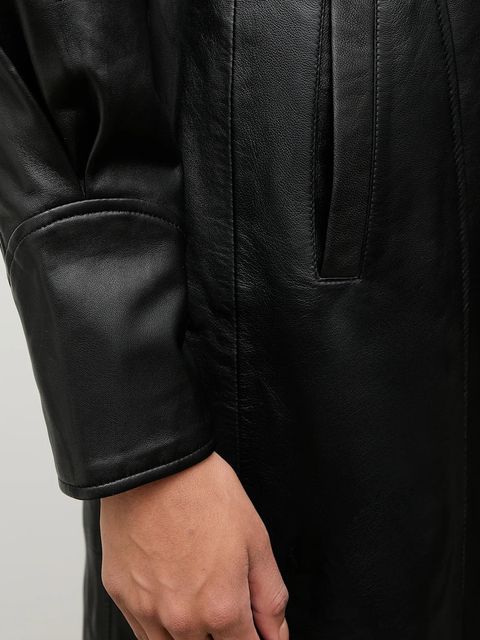 Answear.LAB płaszcz skórzany kolor czarny