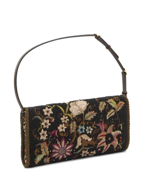 Valentino Garavani small floral embroidered shoulder bag - Black