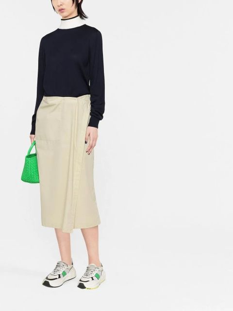 Jil Sander contrast-neck long-sleeved jumper - Blue