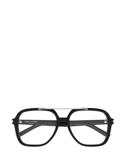 Saint Laurent Eyewear pilot-frame double-bridge glasses - Black - zdjęcie produktu nr 1