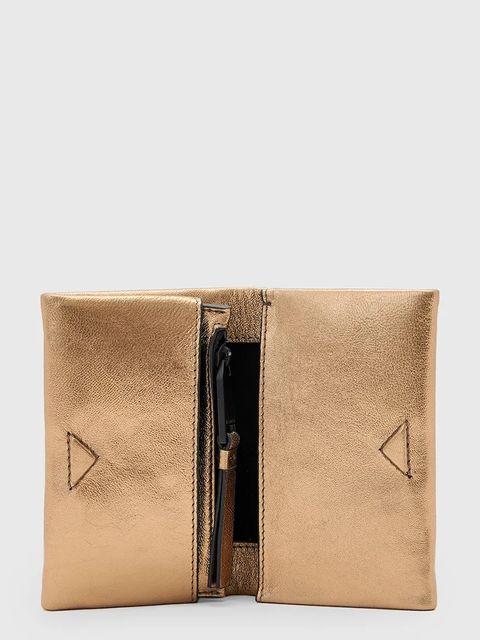 AllSaints portfel skórzany HARLUNA damski kolor złoty W205XD