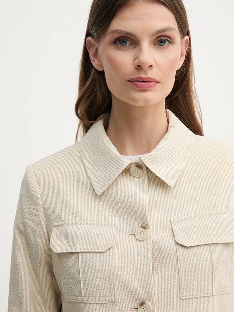 Dkny marynarka kolor beżowy jednorzędowa UD5JS035