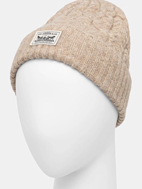 Levi's czapka z domieszką wełny kolor beżowy 004D4 - zdjęcie produktu nr 2