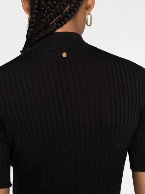 Versace ribbed-knit short-sleeve top - Black