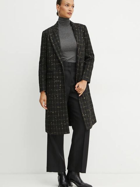 Twinset płaszcz damski kolor czarny przejściowy 242TT2151