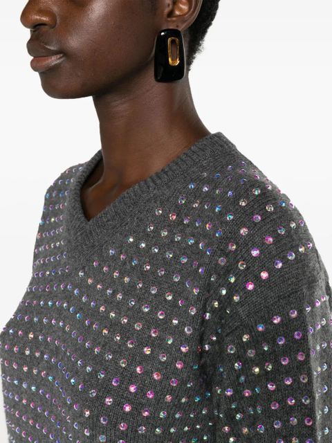 Sportmax crystal-embellished V-neck jumper - Grey - zdjęcie produktu nr 2