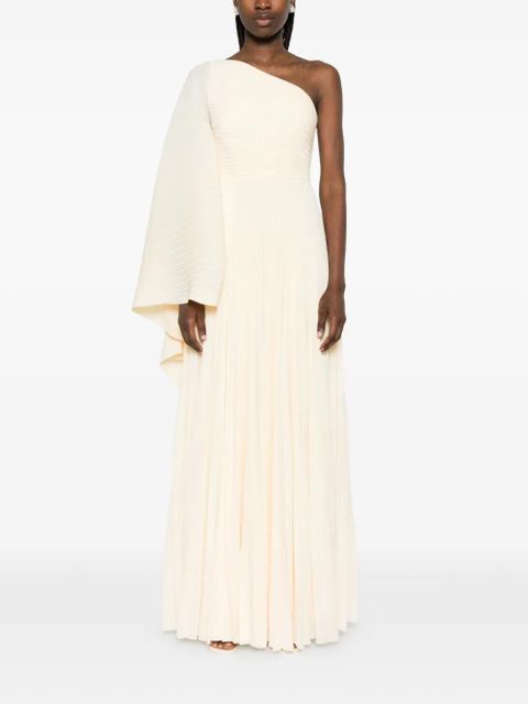 Solace London Maci pleated one-shoulder maxi dress - Yellow