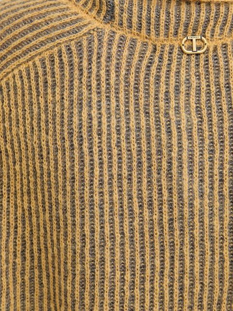 Twinset sweter z wełną damski kolor żółty lekki z golfem 252TF3010