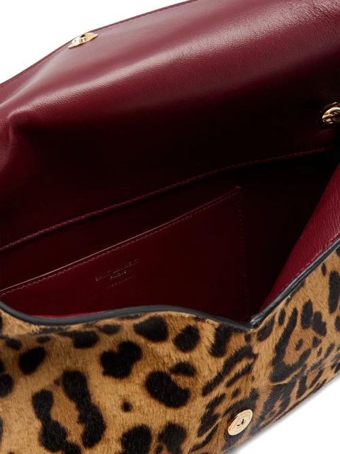 Saint Laurent Cassandre leopard-print chain shoulder bag - Brown