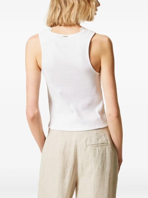 TWINSET lace-trim knitted top - White