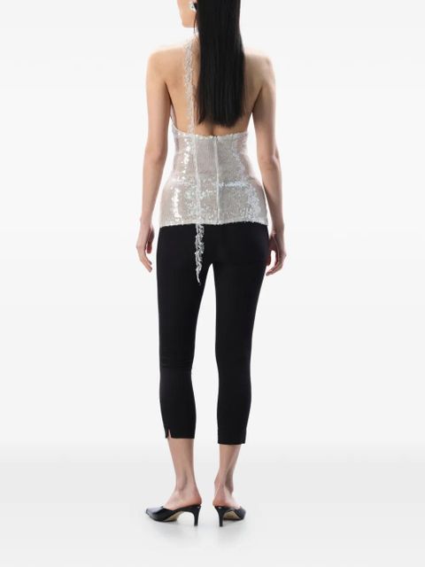 MANURÍ Pixie sequin lace top - Neutrals