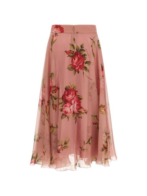 Dolce & Gabbana rose-print chiffon midi skirt - Pink - zdjęcie produktu nr 2