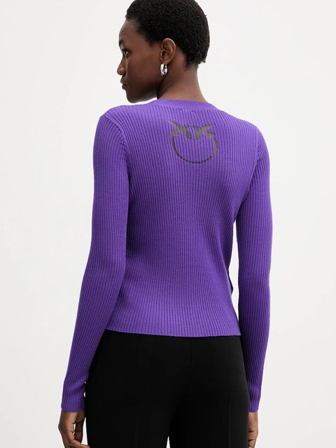 Pinko kardigan z dodatkiem wełny damski kolor fioletowy lekki 105506 A18M