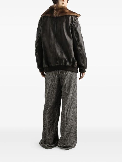 Dolce & Gabbana leather bomber jacket - Brown