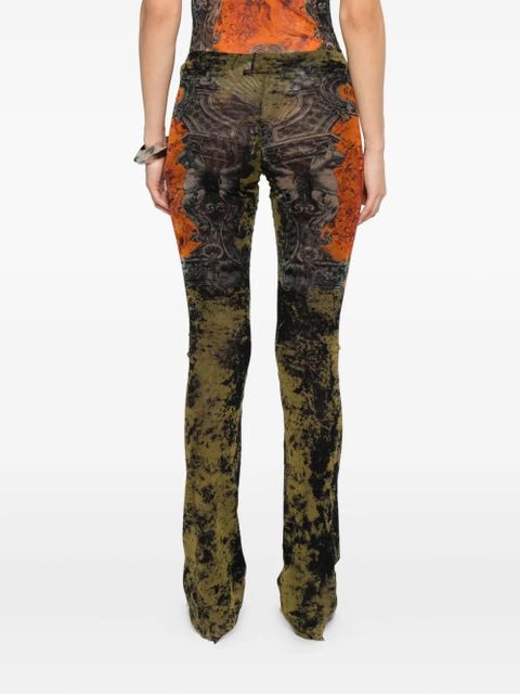 Jean Paul Gaultier abstract-pattern print trousers - Black