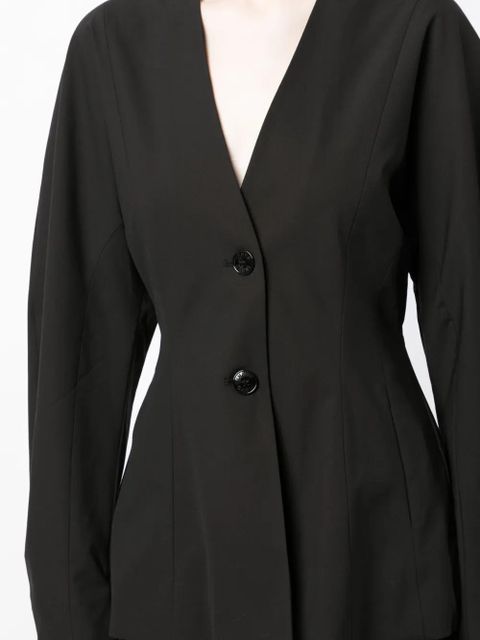GANNI V-neck single-breasted blazer - Black