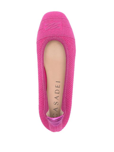 Casadei lurex-detail knitted ballerina shoes - Pink