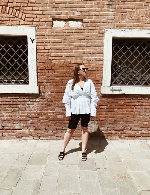 Szorty rowerowe, torebka z koralików