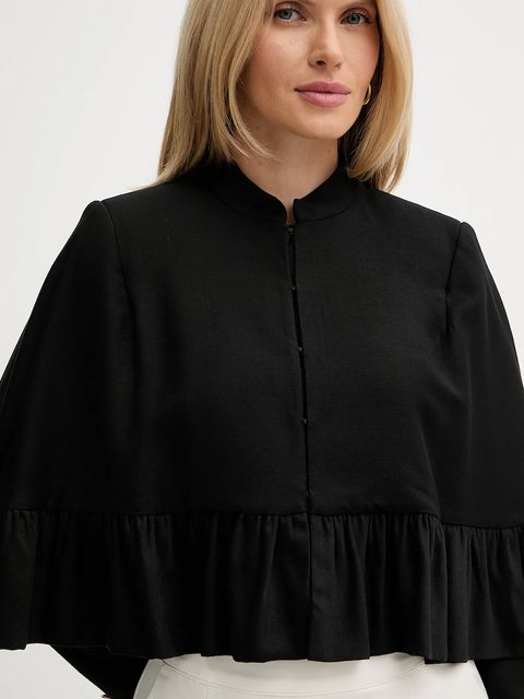 Twinset marynarka z domieszką wełny kolor czarny jednorzędowa gładka 252TS2062