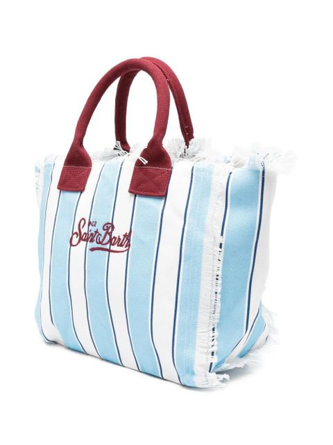 MC2 Saint Barth Vanity striped fringed-detail tote bag - Blue