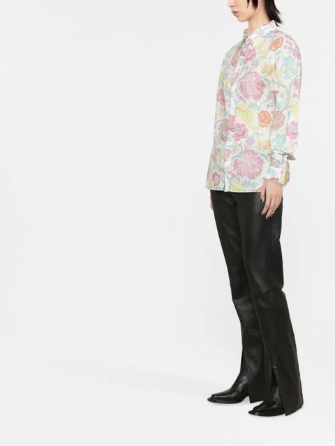 Marine Serre lace-back floral shirt - White