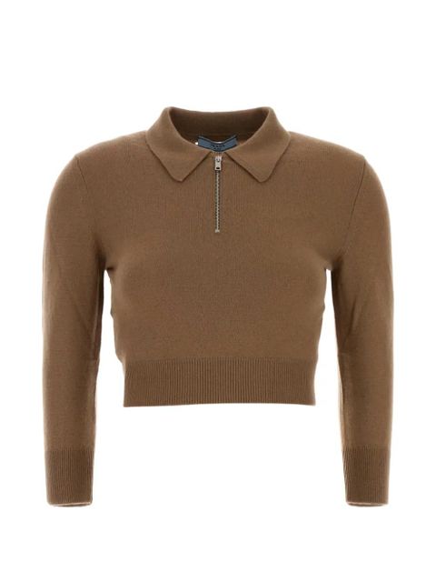 Prada zip cashmere polo top - Brown - zdjęcie produktu nr 1