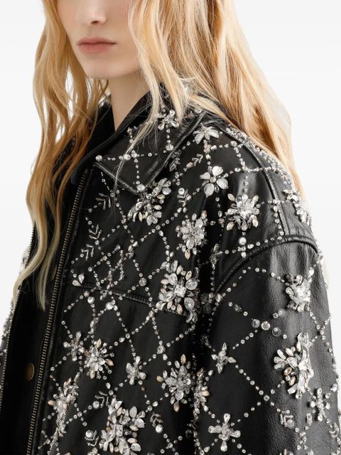 Dolce & Gabbana embellished quilted leather coat - Black