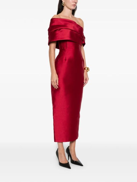 Solace London Mirla off-shoulder midi dress - Red