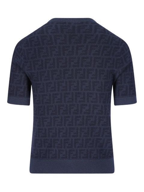FENDI jacquard ribbed t-shirt - Blue - zdjęcie produktu nr 2