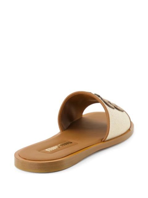 Miu Miu logo-appliqué sandals - Neutrals