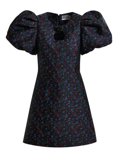 Essentiel Antwerp puff-sleeve floral-print mini dress - Black - zdjęcie produktu nr 1