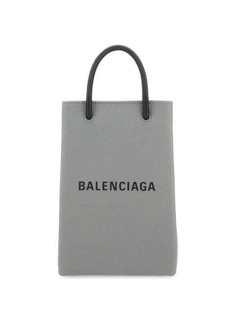 Balenciaga logo-print leather phone case - Grey - zdjęcie produktu nr 1