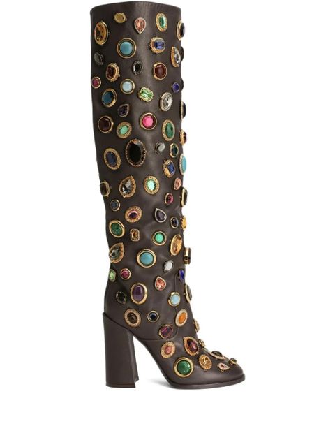 Dolce & Gabbana 105mm stone-embellished boots - Brown - zdjęcie produktu nr 1