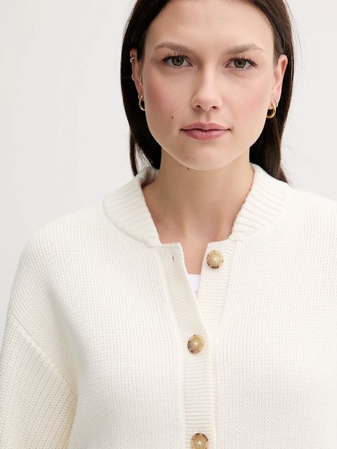 Tommy Hilfiger kardigan bawełniany damski kolor beżowy ciepły WW0WW45692