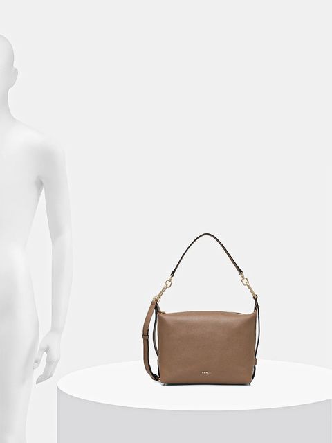 Furla torebka skórzana Tonie Mini Hobo kolor brązowy WE00877 A.0023 4489S