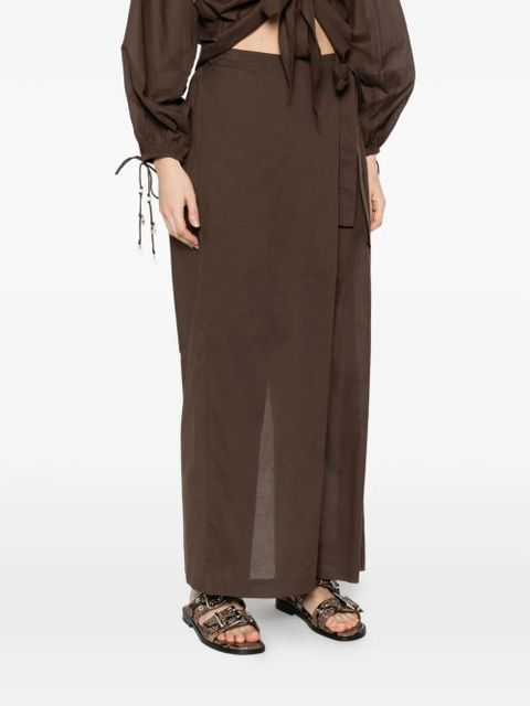 TWINSET wrap-front wide-leg trousers - Brown