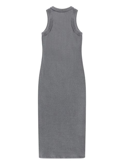 AREA crystal-embellished ribbed midi dress - Grey