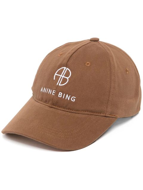 ANINE BING twill embroidered baseball cap - Brown - zdjęcie produktu nr 1
