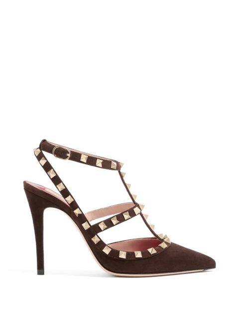 Valentino Garavani Rockstud suede pumps 100mm - Brown - zdjęcie produktu nr 1
