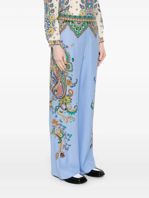 ETRO floral silk trousers - Blue
