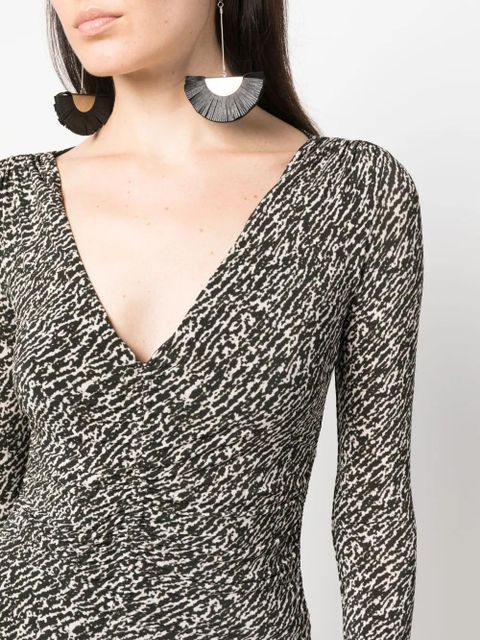 ISABEL MARANT Laly abstract-pattern midi dress - Black