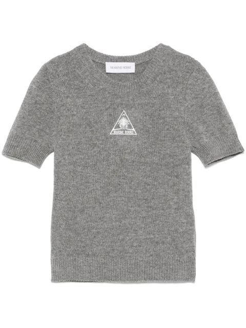 Marine Serre logo-embroidered T-shirt - Grey - zdjęcie produktu nr 1