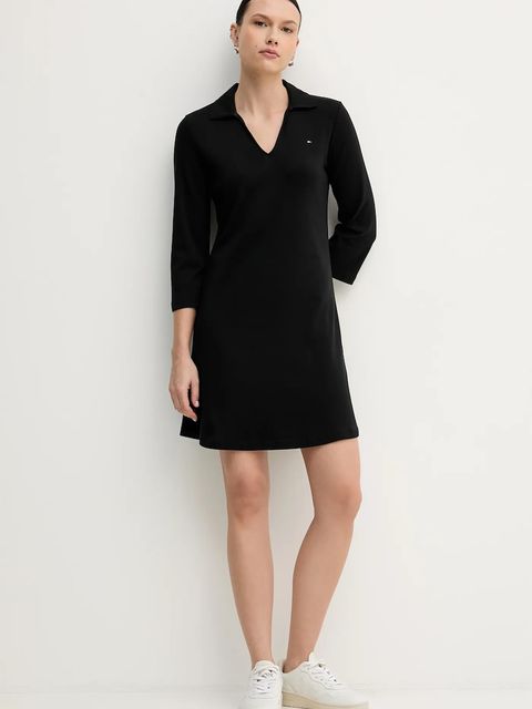 Tommy Hilfiger sukienka bawełniana kolor czarny mini rozkloszowana WW0WW47868 - zdjęcie produktu nr 2