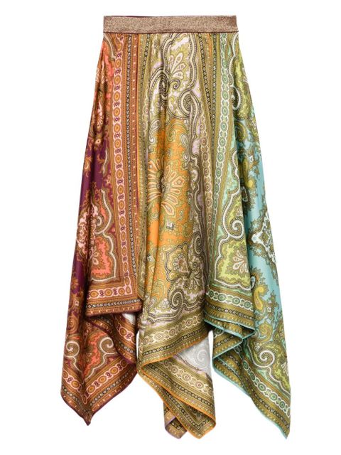 ALEMAIS Clemenza paisley-print asymmetric midi skirt - Orange - zdjęcie produktu nr 1