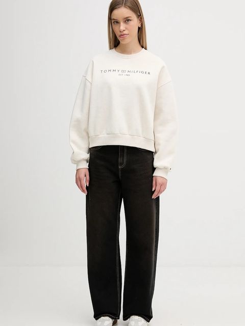 Tommy Hilfiger bluza damska kolor beżowy z nadrukiem WW0WW47831 - zdjęcie produktu nr 2