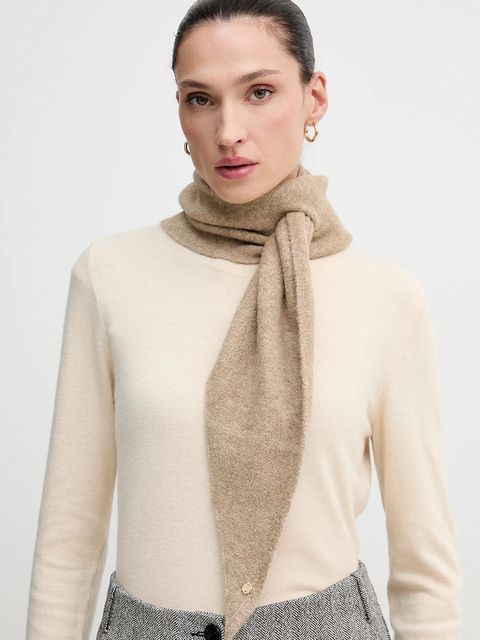 Pedro del Hierro szalik z domieszką wełny damski kolor beżowy gładki 4962464 - zdjęcie produktu nr 1