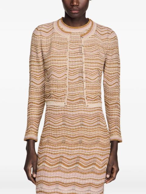 SANDRO wave-pattern cardigan - Neutrals